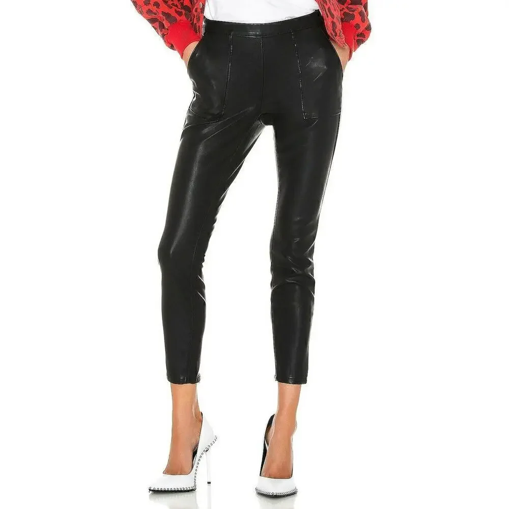 Blank NYC The Bond Pants Vegan Leather Skinny Mid Rise Carbon Black NWT Size 26